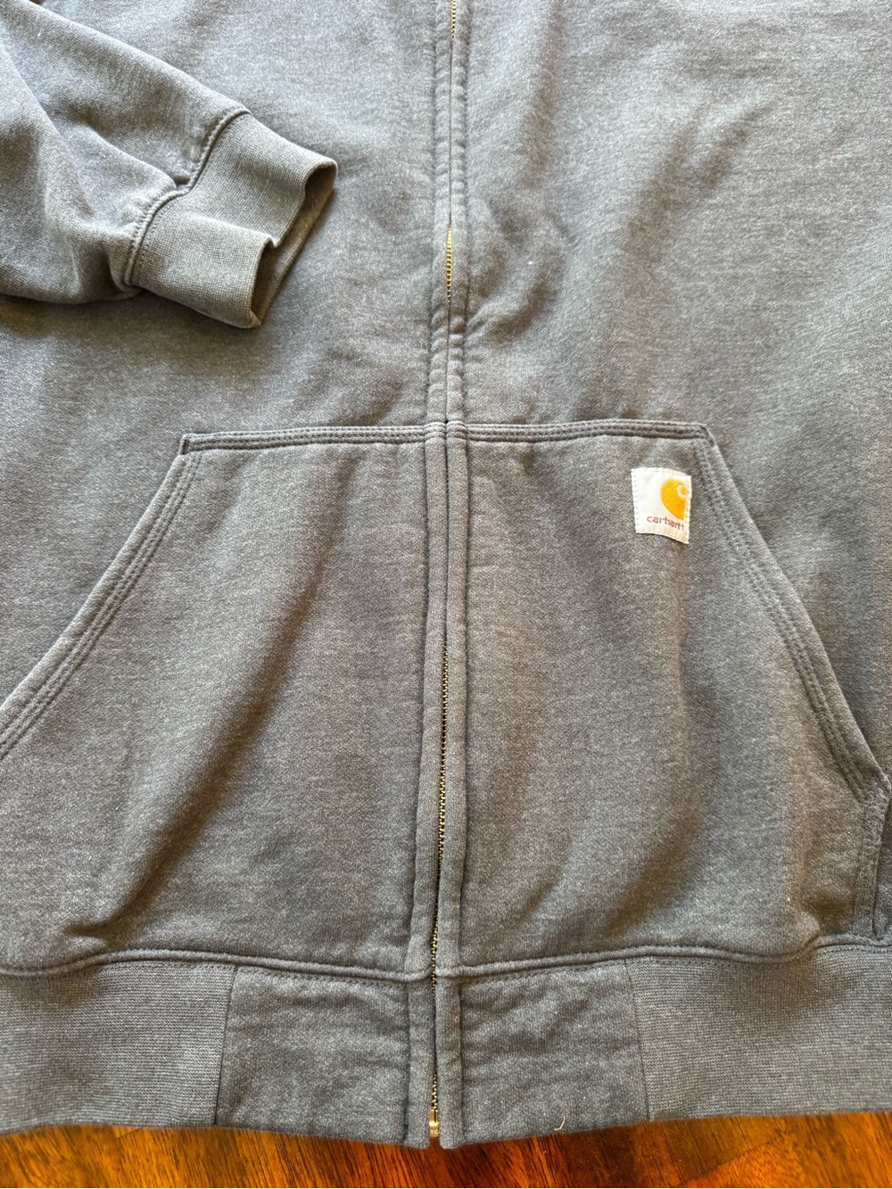 Carhartt Dark Gray Full-Zip Hooded Sweatshirt 2XL loose fit - Picture 6 of 7